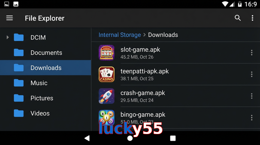 Main screen of Lucky55 gameapk page for PK players