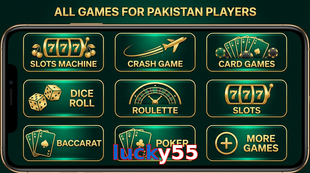 Main screen of Lucky55 games page for PK players